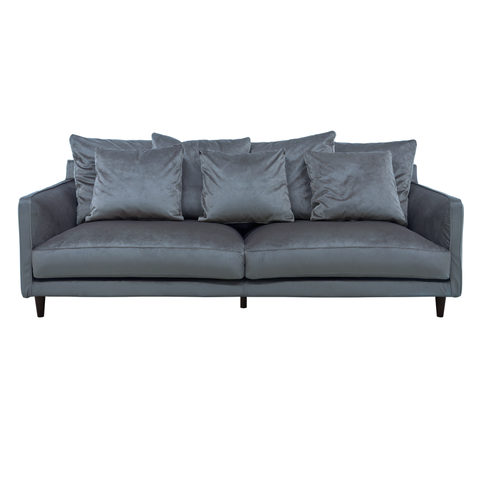 Canapé 4 places fixe en velours gris restanque - LENITA ...