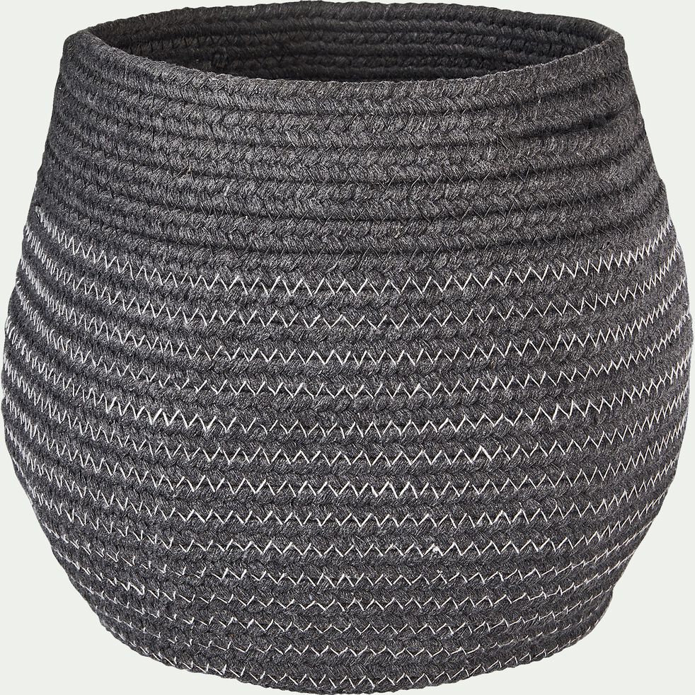 NAÏLA - Panier en corde de jute et coton - noir et naturel H25xL40cm