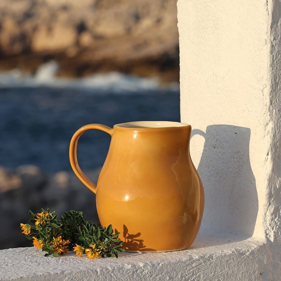 Vase pichet en grès émaillé H27cm - jaune-BALZAN