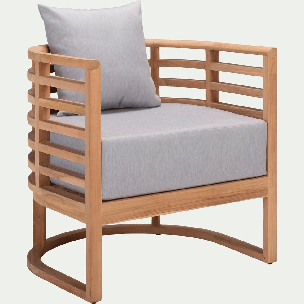 Fauteuil en teck massif et coussins gris ANCONA fauteuil de jardin