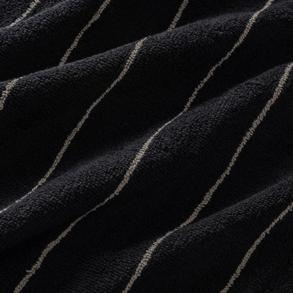 Lot de 2 serviettes invités rayée en coton 30x50cm - noir-PISELLI