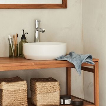 Vasque de salle de bains ronde en céramique avec bords fins - blanc-DALIA