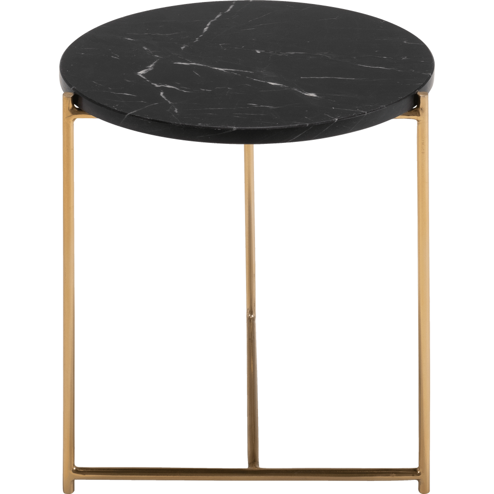 Bout De Canape Rond En Marbre Noir Et Pieds En Laiton Anse