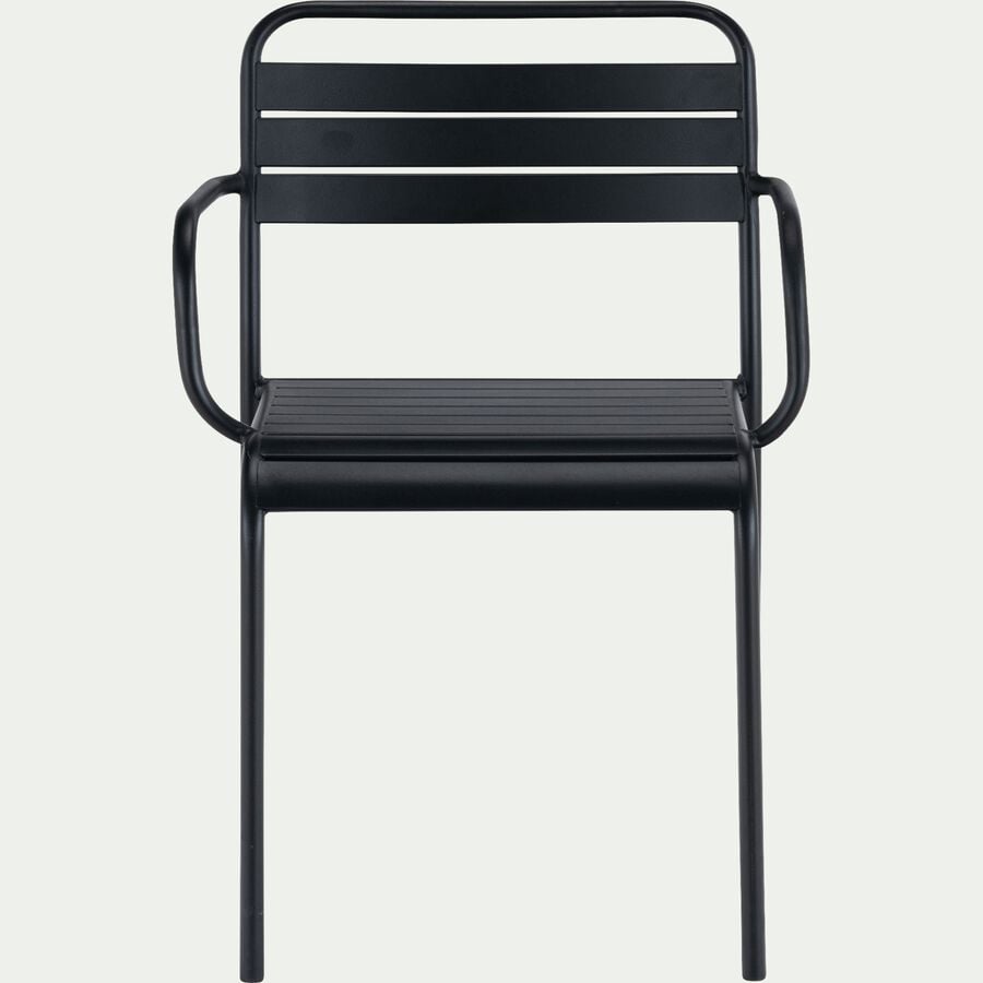 Chaise de jardin avec accoudoirs en acier - noir-SOURIS