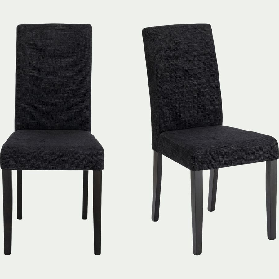 Chaise en tissu et piètement hêtre massif - noir-LUKAVAC