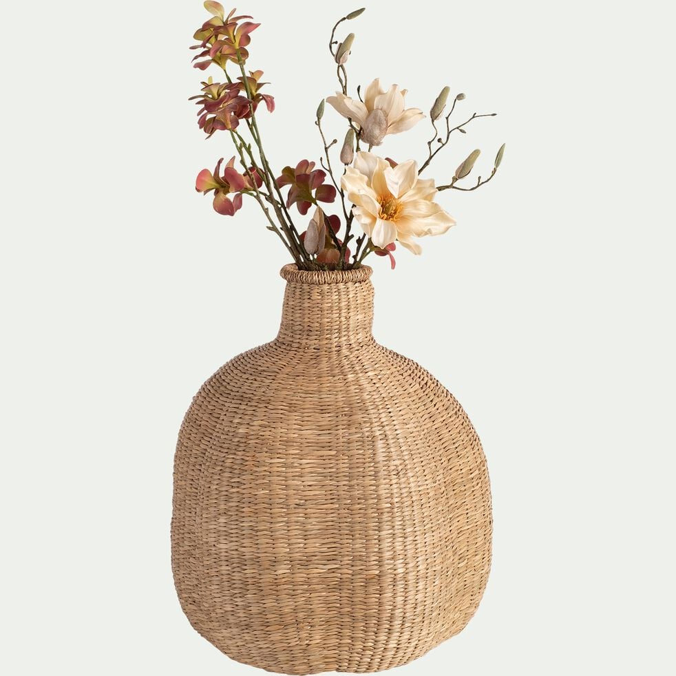 Vase rond tressé en herbes marines D40xH46cm - naturel-ANTELIAS