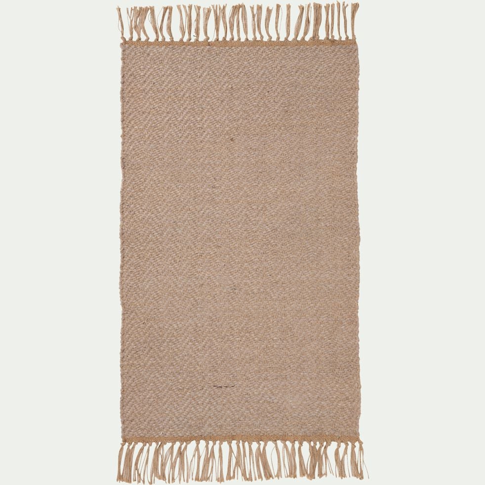 Tapis à franges en laine - naturel 60x100cm-TURAU