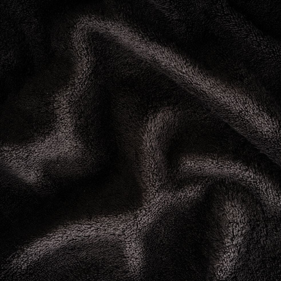 Linge de toilette brodé en coton- noir-ROMANE