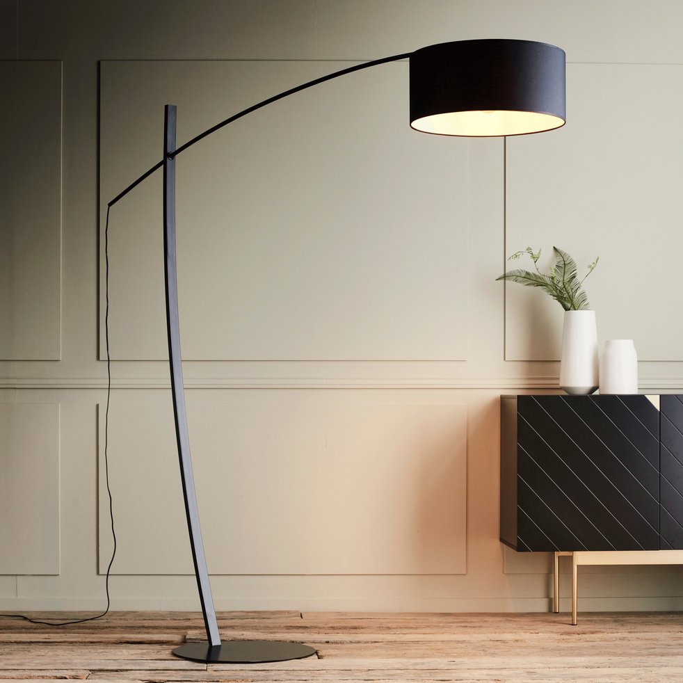 Lampadaire arc extensible en acier noir H209cm - INES ...
