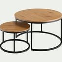 Set de 2 tables basses gigognes en bois et métal - bois clair-ZENA