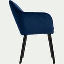 Chaise capitonnée en velours avec accoudoirs - bleu figuerolles-SHELL