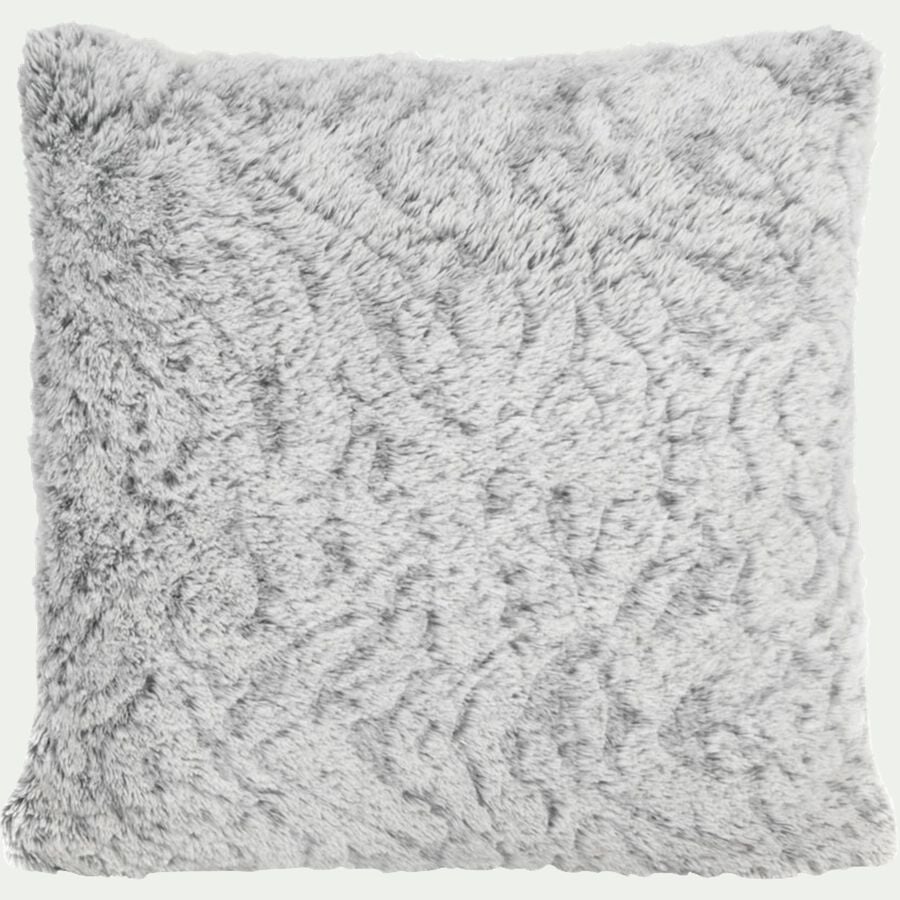 Coussin imitation fourrure en polyester - gris clair 40x40cm-Lalou