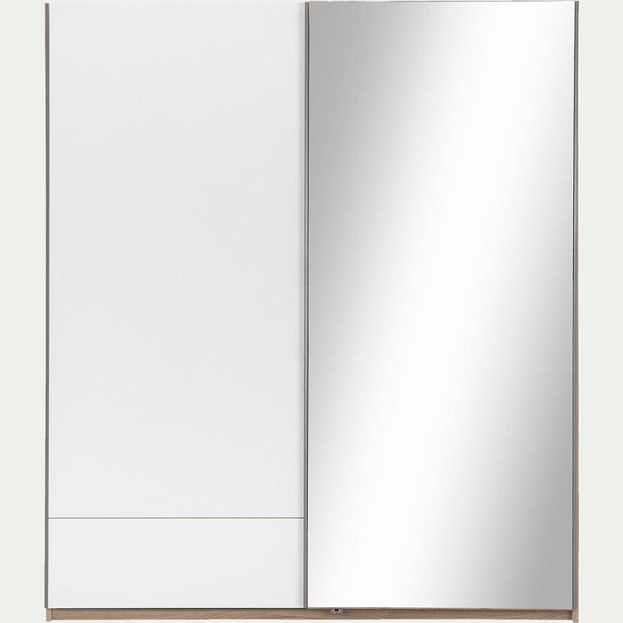 Armoire dressing avec 2 portes coulissantes en bois effet chêne H235cm - blanc-NESTOR