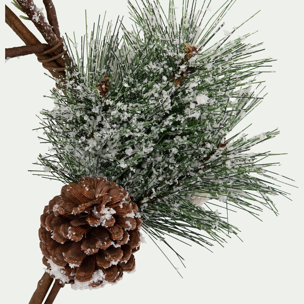 Guirlande de Noël en sapin artificiel givré et pignes L180cm - blanc-PAJACILLO