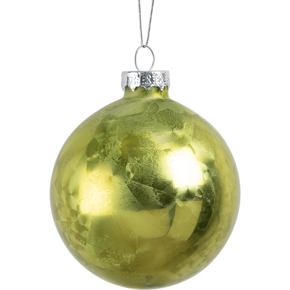 Anfossi Boule De Noël Givrée Verte D8cm