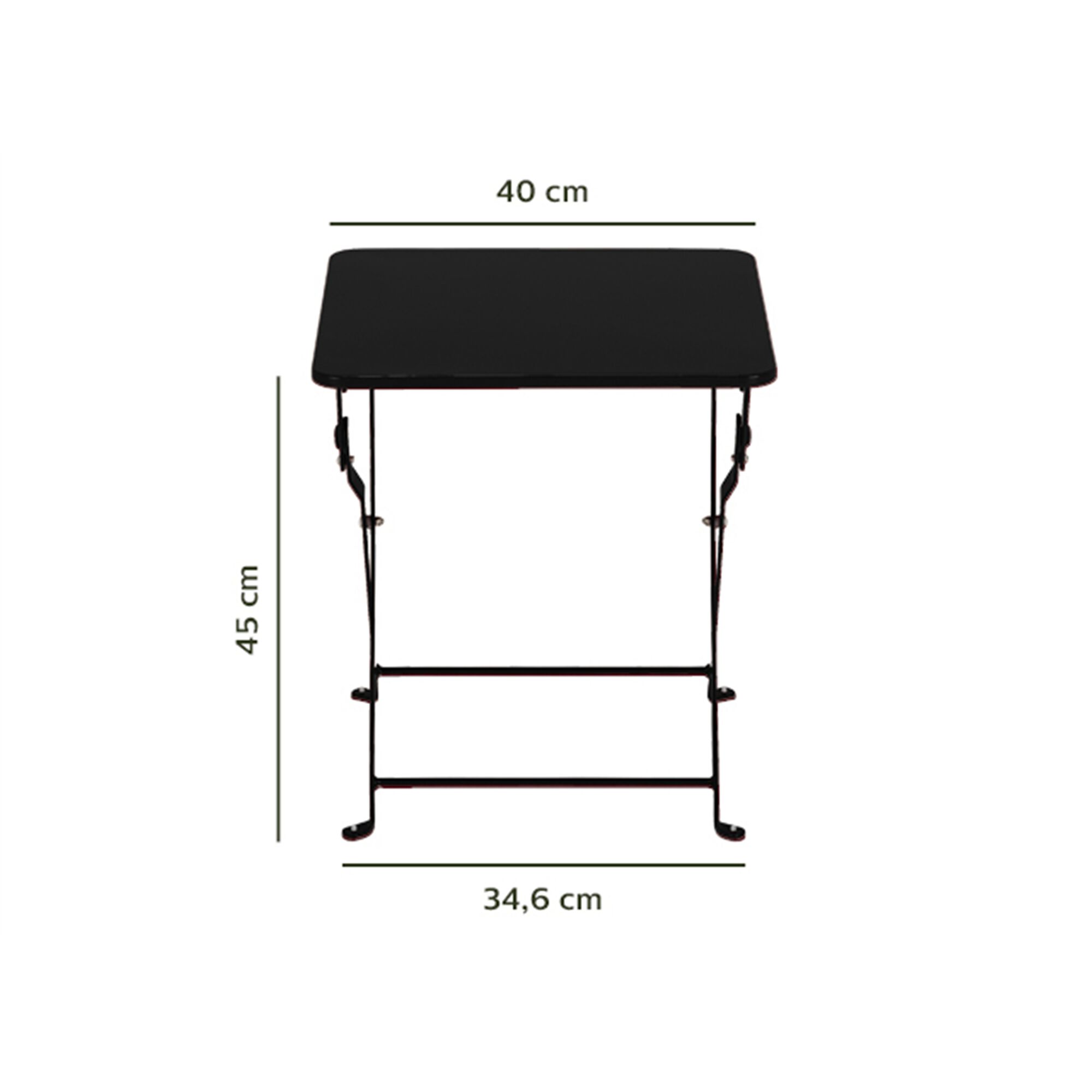 Table de jardin pliante carrée en acier - noir (2 places)-CERVIONE