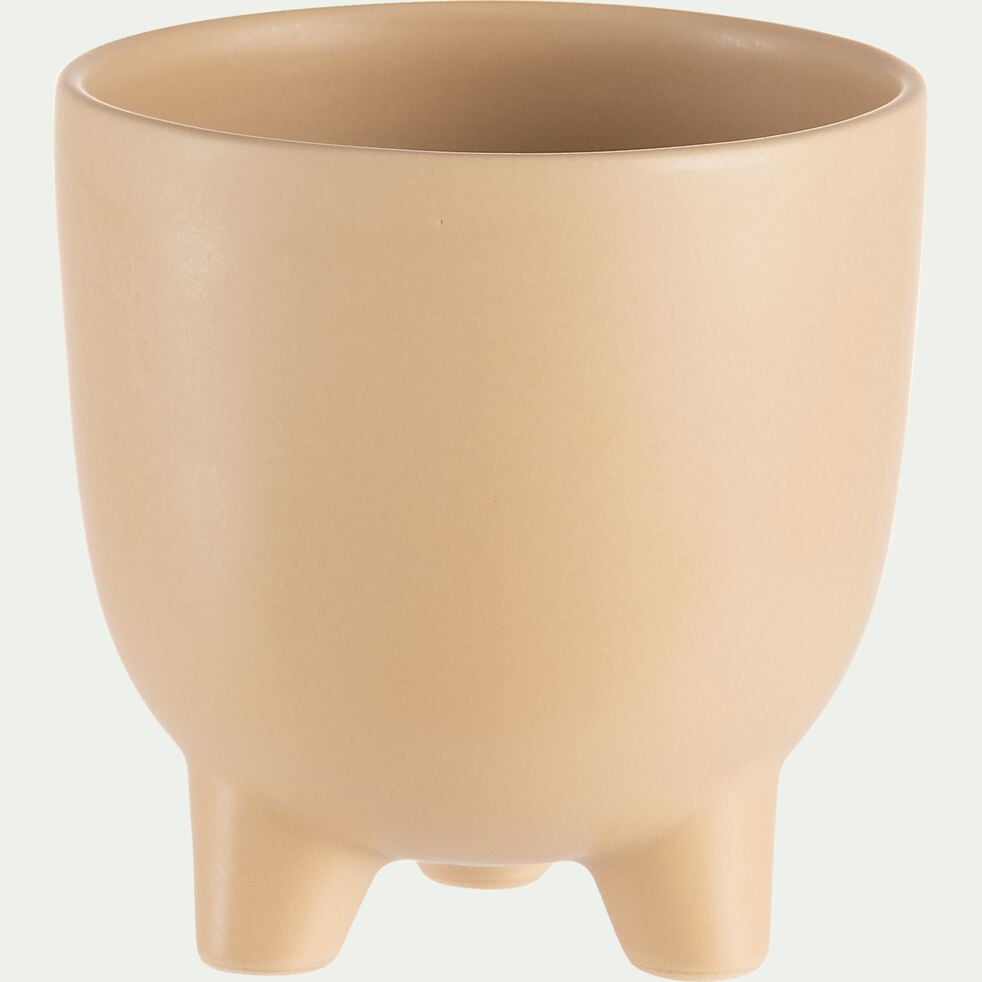 Cache-pot sur pieds en céramique - beige H11cm-JEREZ