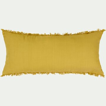 Coussin frangé en coton - jaune achillea 40x90cm-AZAK