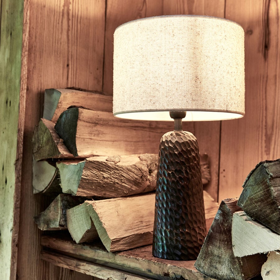 Pied de lampe électrifié en bois de manguier H40cm - marron foncé-MOVY