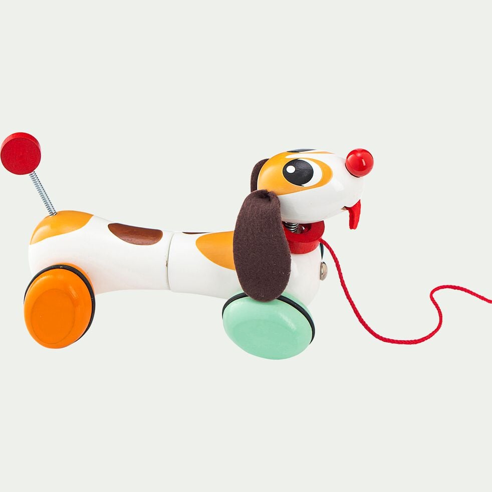 Jouet à traîner en bois en forme de chien - multicolore-TOUTOU