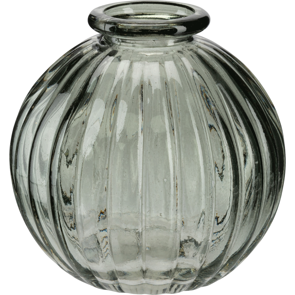 Vase rond strié en verre gris restanque H8 cm Doko vases alinea
