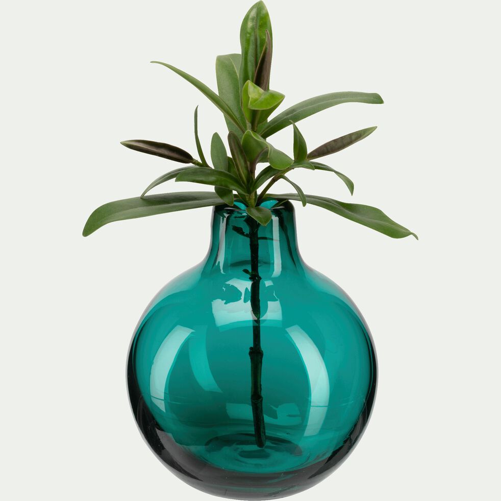 Vase en verre bleu rond H10cm - TAPHOS - vase - alinea