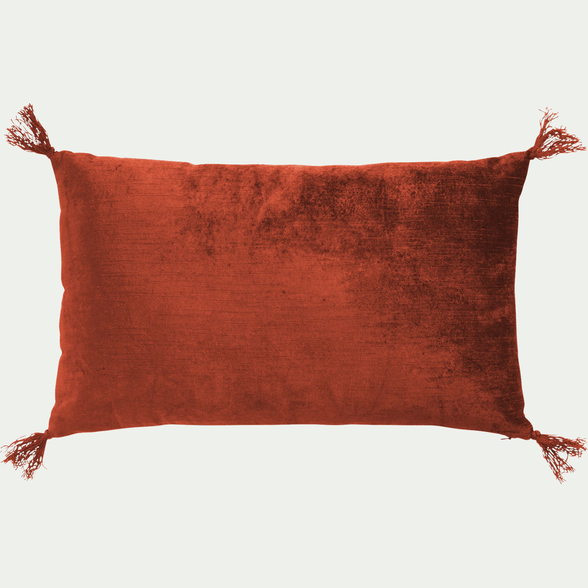 Coussin à pompons en velours 30x50cm - brun rustrel - ADIF | alinea