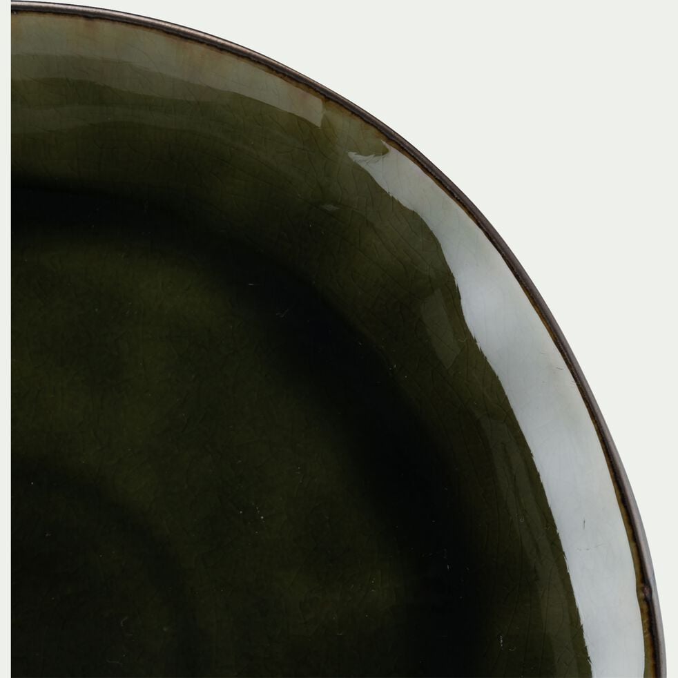 Assiette plate en grès D27,5cm - vert avocado-JASPE