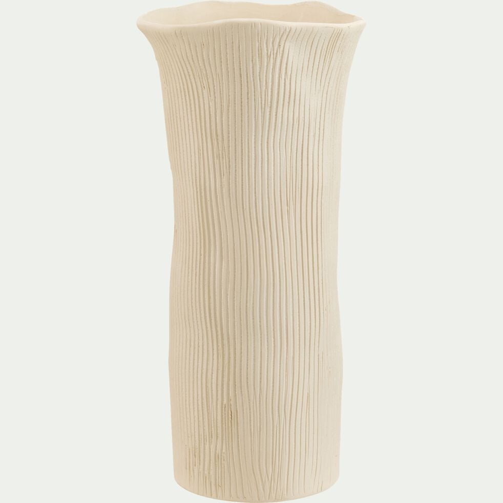 Vase strié en faïence H31,5cm - blanc-PELOURENQ