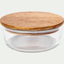 Boîte ronde en verre avec couvercle en bois D11,5cm-SAPAN