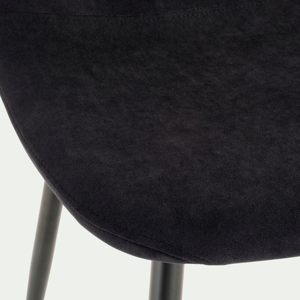 Chaise en acier effet bois et tissu - noir-LOANA