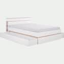 Lit 2 places avec tête de lit en bois 160x200cm - blanc-NESTOR