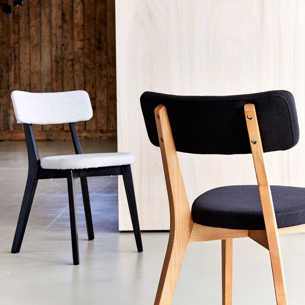 Chaise en tissu noir avec structure bois clair  AMEDEE  chaise  alinea