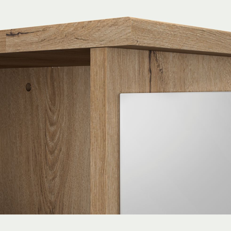 Armoire ouverte avec miroir H220cm - bois clair-LUCIAN