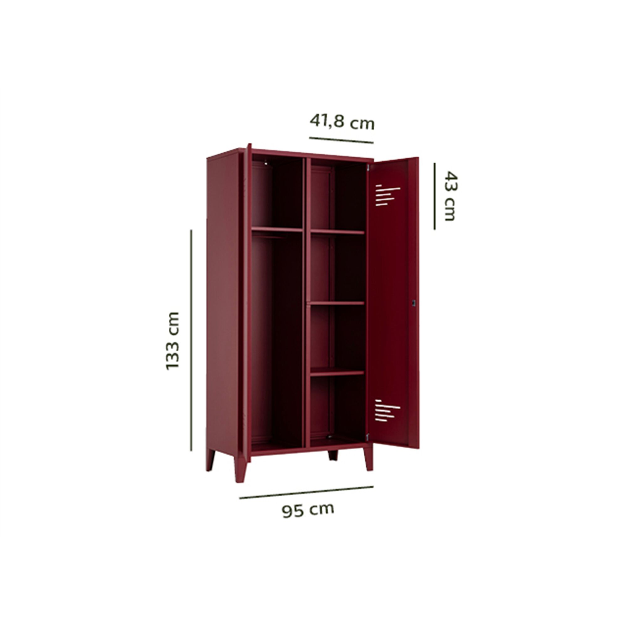 Armoire 2 portes en acier H200cm - rouge sumac-LOFTER