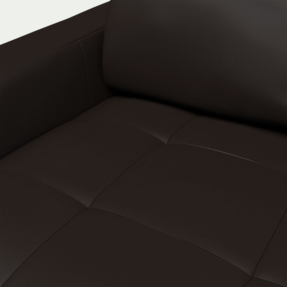 Canapé 3 places fixe en cuir avec accoudoirs 15cm - marron-MAURO