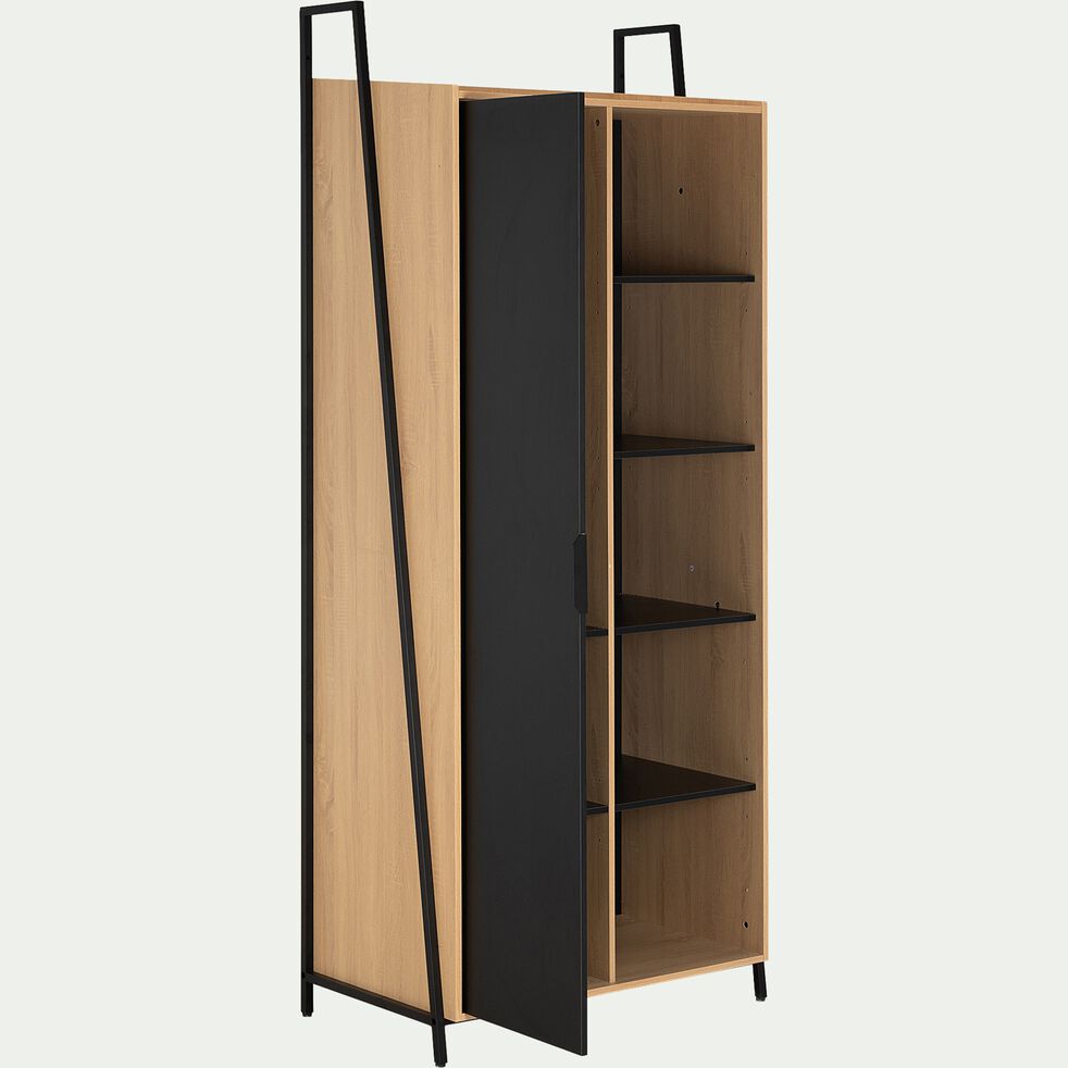 Armoire 1 Porte Bois Clair Et Metal Noir H221cm Henry Dressing Alinea Armoire 1 Porte Bois Clair Et Metal Noir H221cm Henry Dressing Alinea