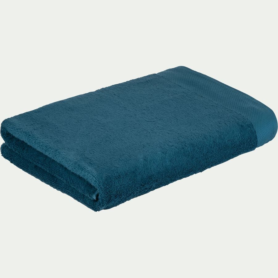 Drap de bain en coton peigné - bleu figuerolles 100x150cm-AZUR