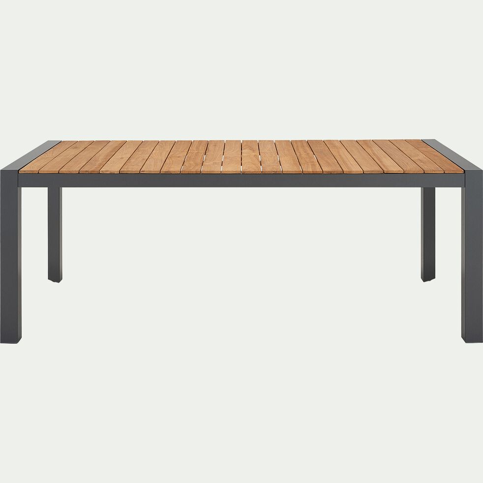 Table De Jardin En Aluminium Et Teck Noir 8 Places Massimo