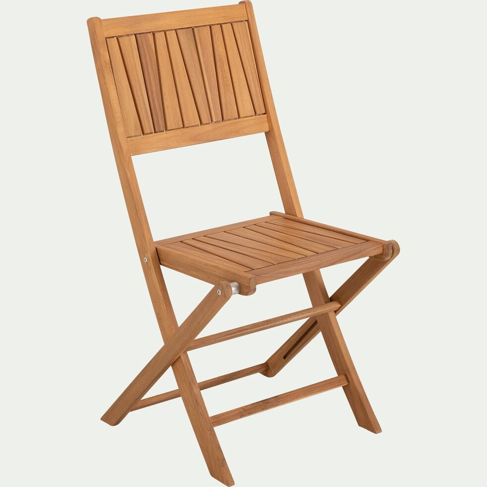 Chaise de jardin pliante en acacia - bois clair-CARLOTI