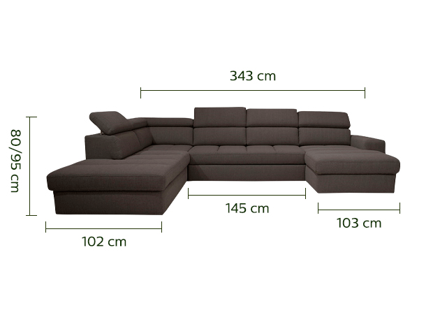 Canapé Dangle En Forme De U Convertible En Tissu Gris