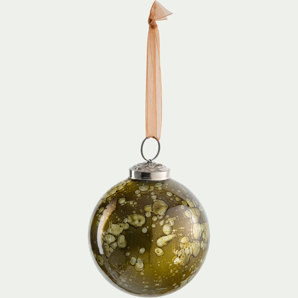 Boule de Noël en verre motif tacheté D9cm - vert-ERMELO