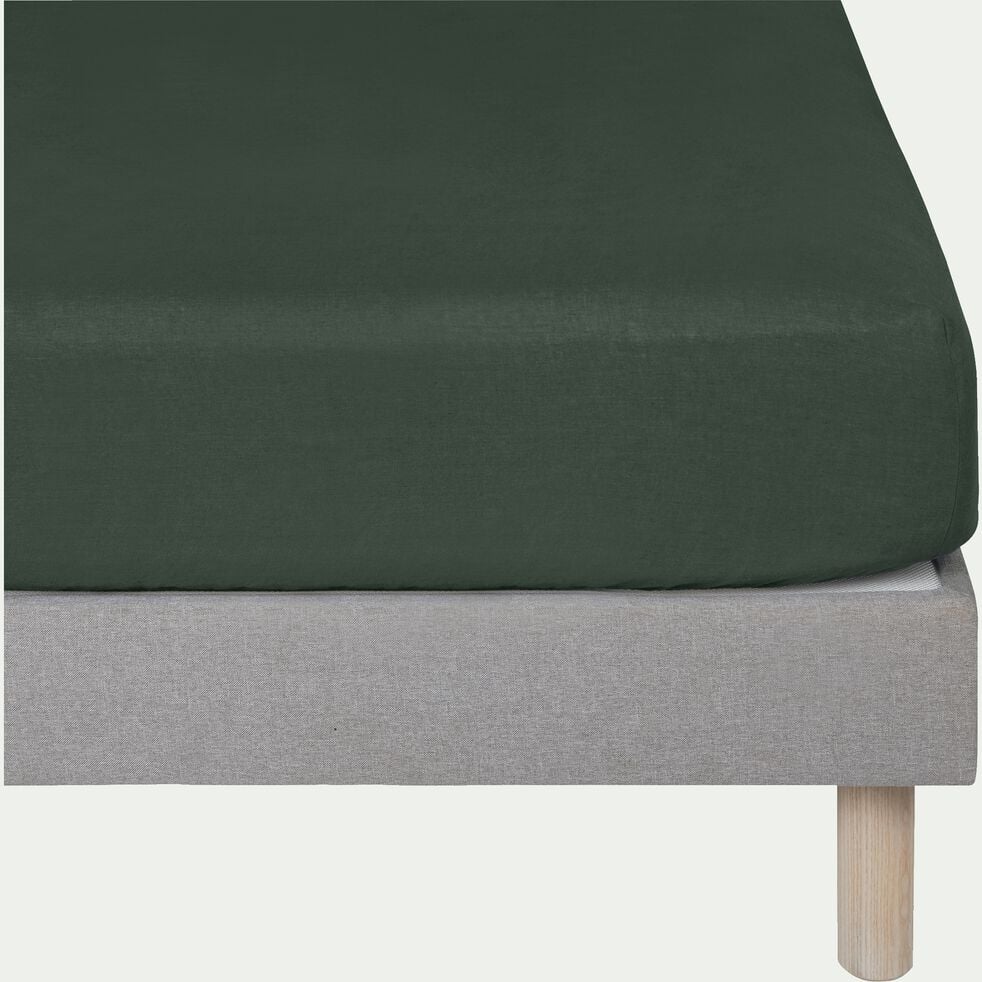 Drap Housse En Lin Vert Cedre 140x0cm B28cm Vence 140x0 Cm Drap Housse Alinea