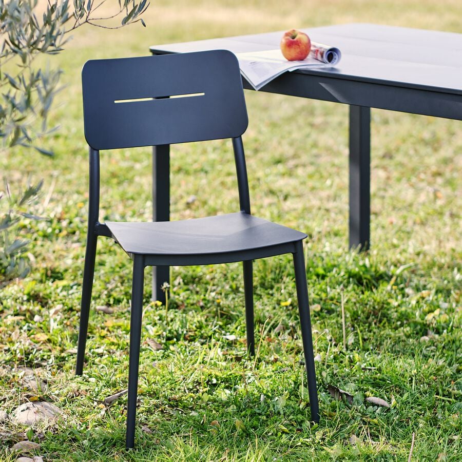 Chaise de jardin empilable en aluminium - noir-TOMA