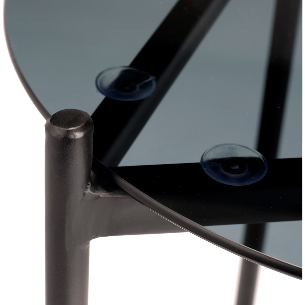 Bout De Canape Rond En Verre Et En Metal Noir Arou Bouts De