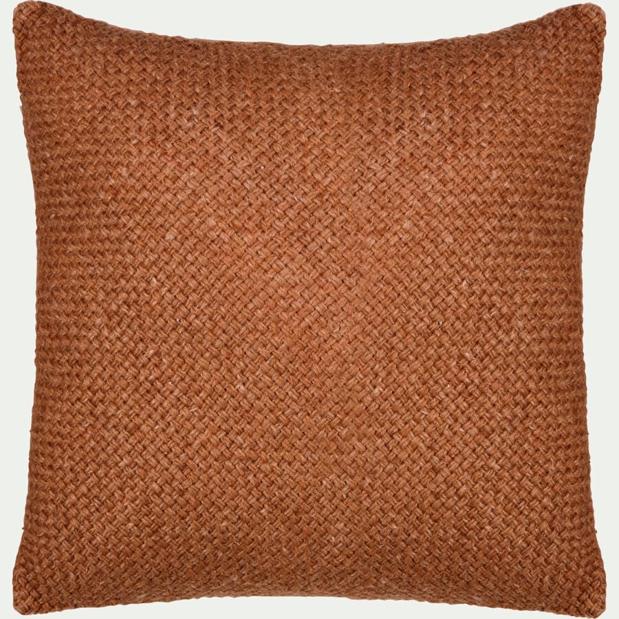Coussin en laine et coton 45x45cm - marron écorce-SOLACE