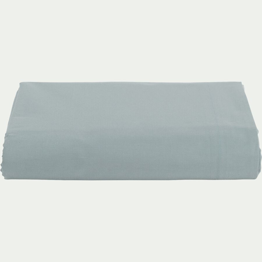 Drap plat en percale de coton  270x300cm - bleu calaluna-FLORE