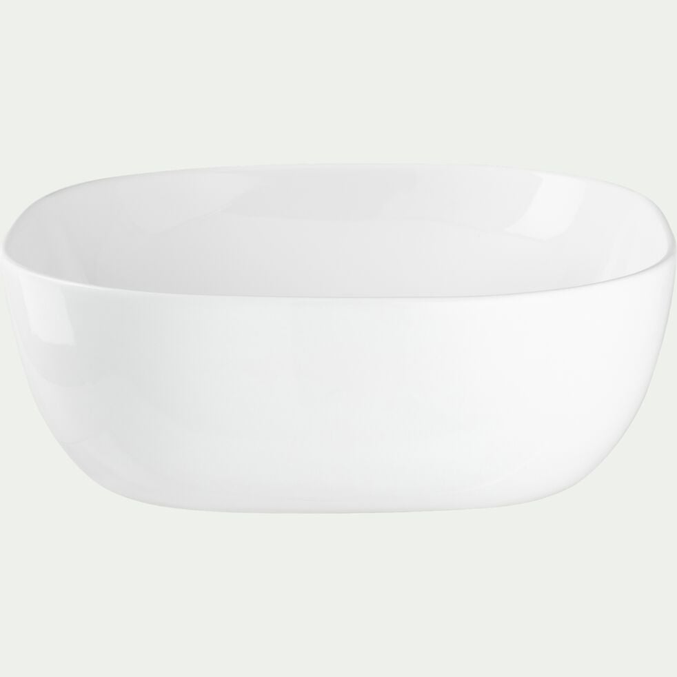Vasque carrée en céramique avec bords fins - blanc brillant-KALMIA