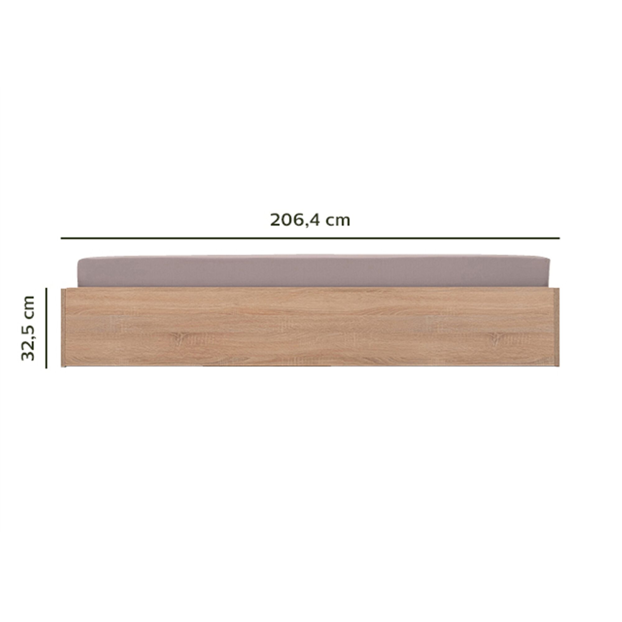 Lit-coffre 2 places en bois 140x200cm - effet chêne clair-BALME