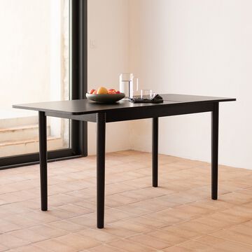 Table de repas extensible en bois - noir (4 à 6 places)-PEDRO